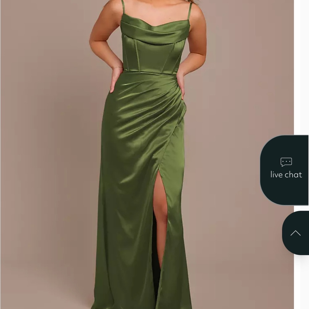 David’s bridal galina signature Charmeuse Cowl Spaghetti Strap Dress martini 4